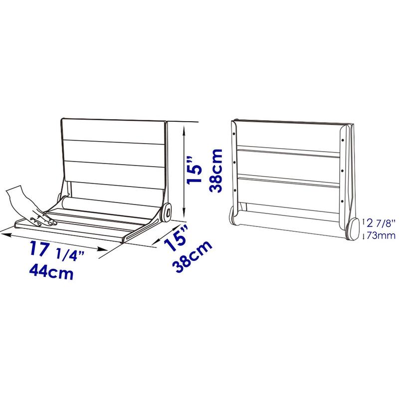 17" Folding Teak Wood Shower Seat Bench with Backrest