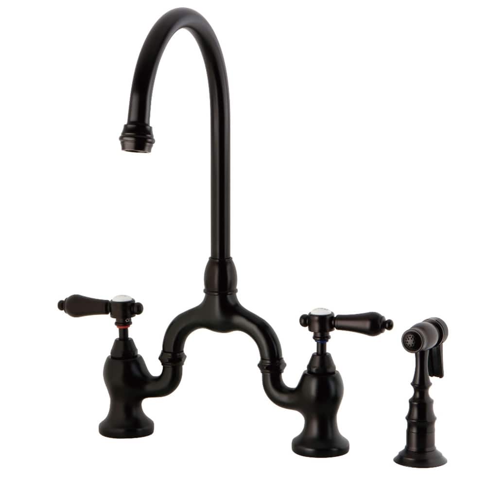 Kingston Brass Heirloom Bridge Kitchen Faucets with Brass Sprayer