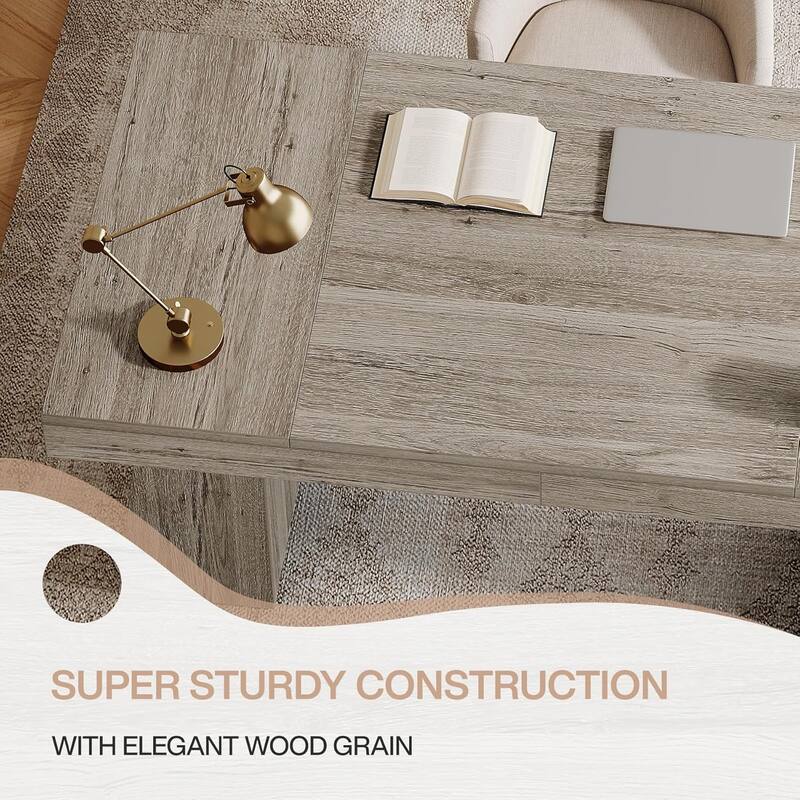 55" Modern Farmhouse Wooden Executive Desk Computer Conference Table