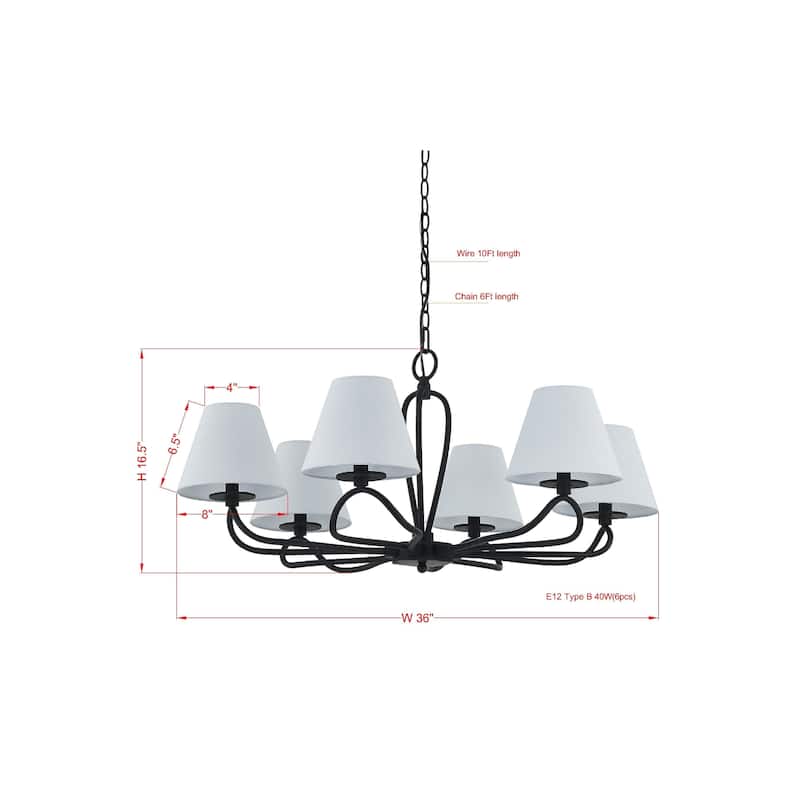Adrian 6-Light Chandelier, Black