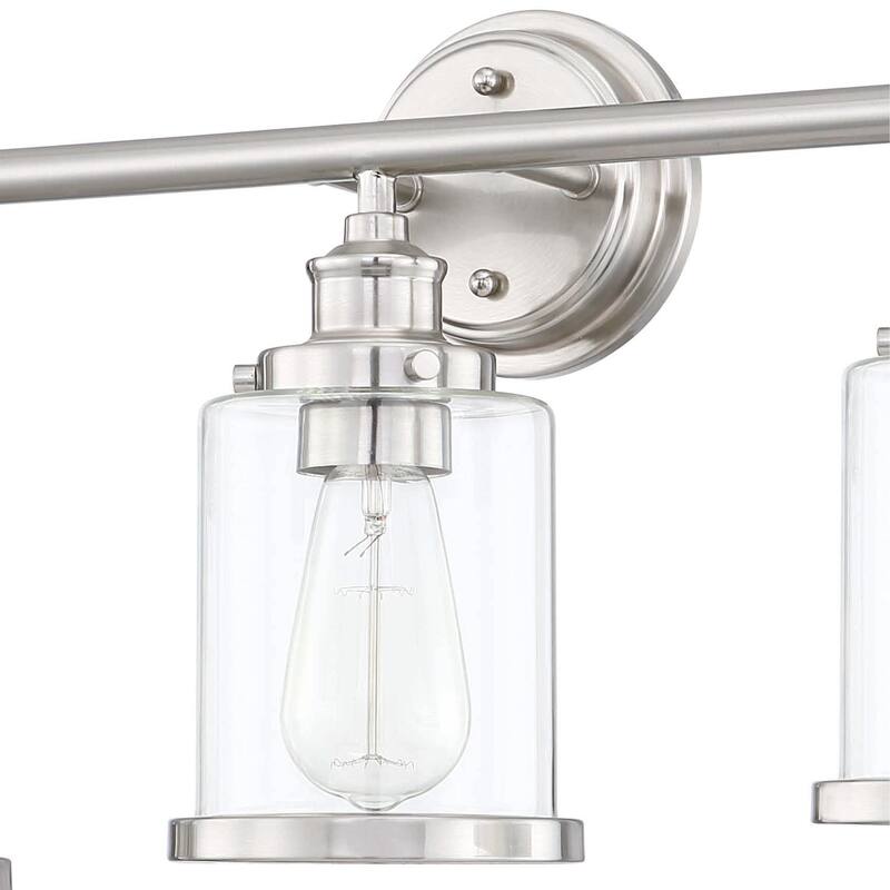 3-Light Brushed Nickle Linear Vanity Light with Towel Bar