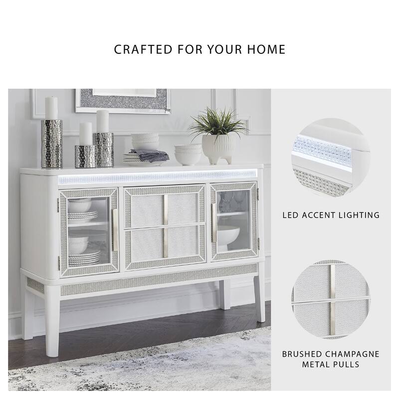 Signature Design by Ashley Chalanna White Dining Server - 56.25" W x 18.13" D x 38.5" H