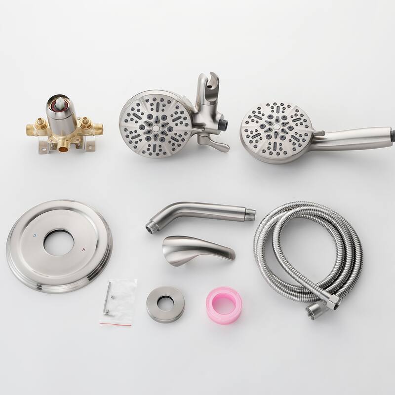 Pressure Balanced 7-Way Shower Head Combo, Hand Held Shower & Rain Shower Separately or Together with Rough-in Valve