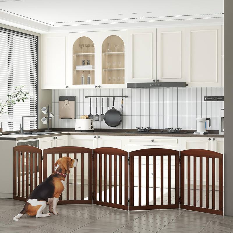 COSTARS Foldable Dog Gate, Dog Gates for Doorways, Stairs, The House, Wooden Freestanding Pet Gate Indoor, Step Over Puppy Gate