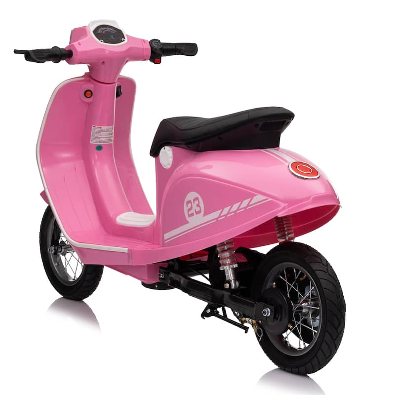 24V 250W Powerful Electric Scooter W/12" Air-Filled Tires,Hand Accelerator & Brake,Dual Rear Suspension,High/Low Speed