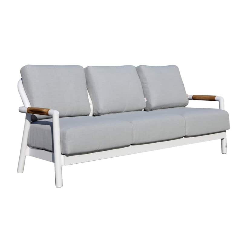 Elementi Santorini Outdoor Aluminum 3-Seat Sofa with Sunbrella® Cushions