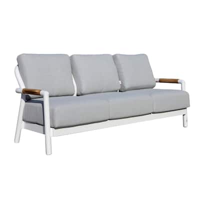 Elementi Santorini Outdoor Aluminum 3-Seat Sofa with Sunbrella® Cushions