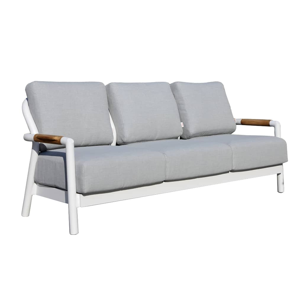 Elementi Santorini Outdoor Aluminum 3-Seat Sofa with Sunbrella® Cushions