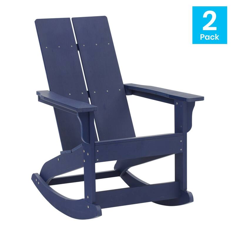 Indoor/Outdoor modern 2-Slat Adirondack Poly Resin Rockers - Set of 2