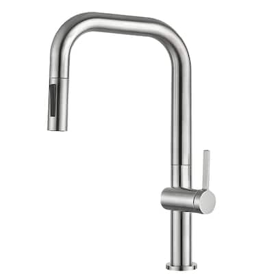 Single Handle Pull Down Sprayer Kitchen Faucet with Brushed Nickel