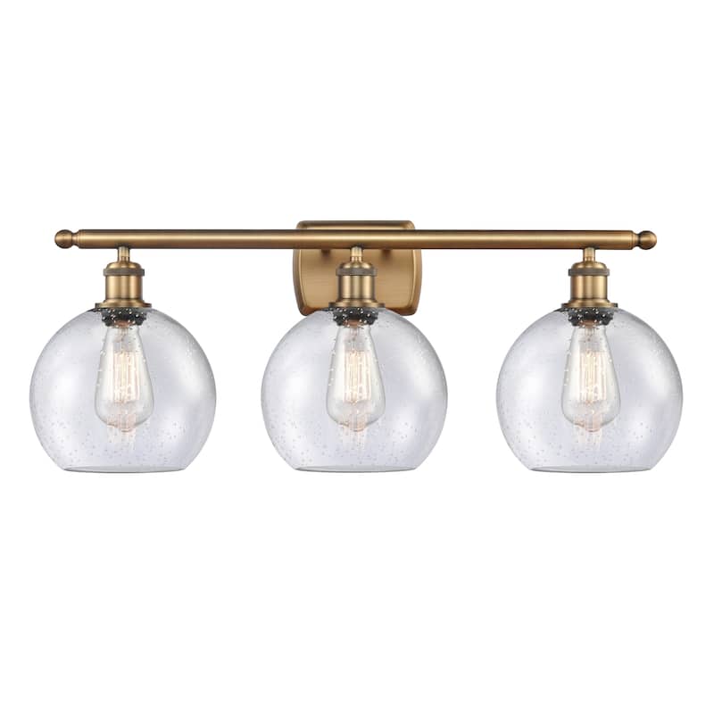 Innovations Lighting Athens 3 Light 26" Bath Vanity Light - 8" Shade - Brushed Brass/Seedy