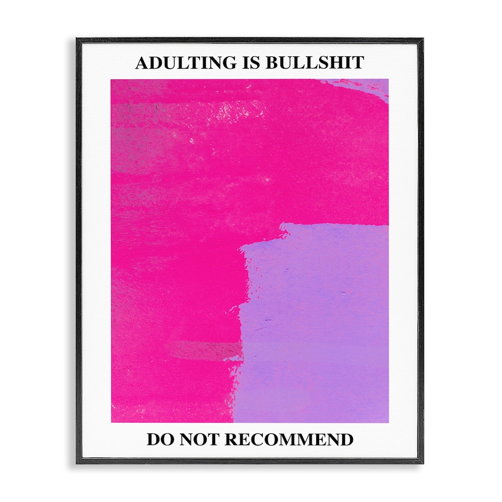 Stupell Adulting Do Not Recommend Framed Giclee Art Design By House of Lulu