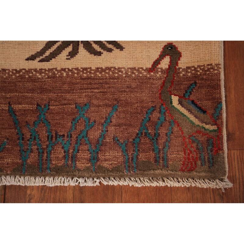 Pictorial Kazak Oriental Foyer Rug Hand-Knotted Wool Carpet - 2'0" x 3'0"