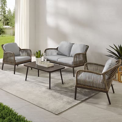Haven 4-piece Outdoor Wicker Conversation Set - 85"D x 143"W x 29.75"H