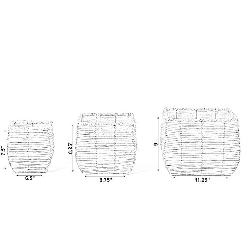 Woven Square Flower Pot Planter with Leak-Proof Plastic Lining