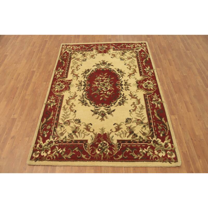 Victorian Style Floral Indian Area Rug 6x8 - 8' 3'' X 5' 9''
