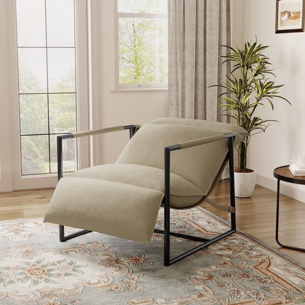 Metal Sling Accent Chair Armchair with Adjustable Headrest