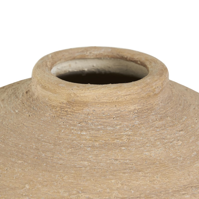 Porcelain Ceramic Wide Textured Decorative Vase - Beige - Roche River Decor