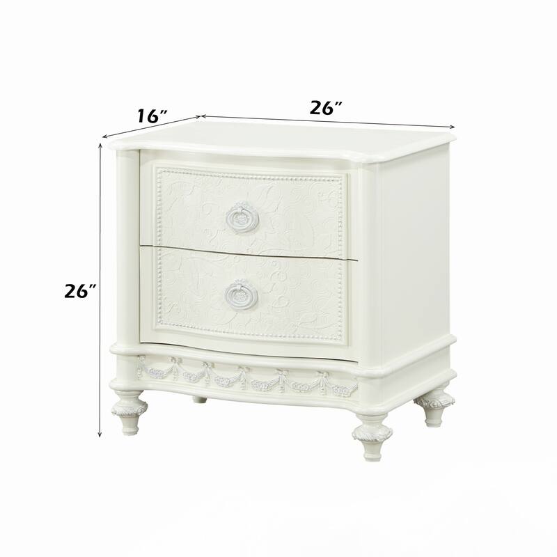 Dorothy Ivory Finish Nightstand W/2 Drawers