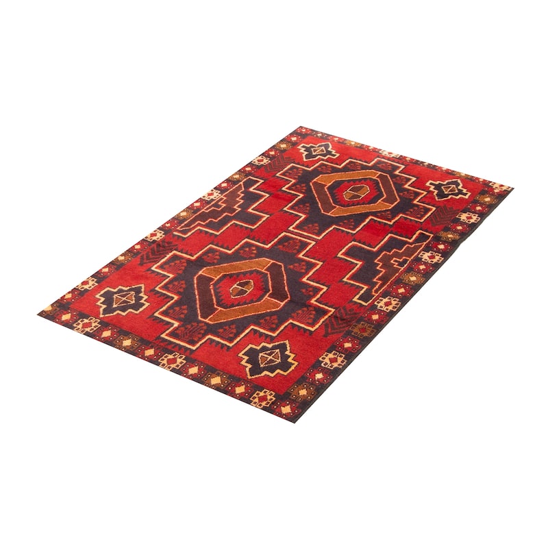 ECARPETGALLERY Hand-knotted Baluch Red Wool Rug - 3'10 x 6'4
