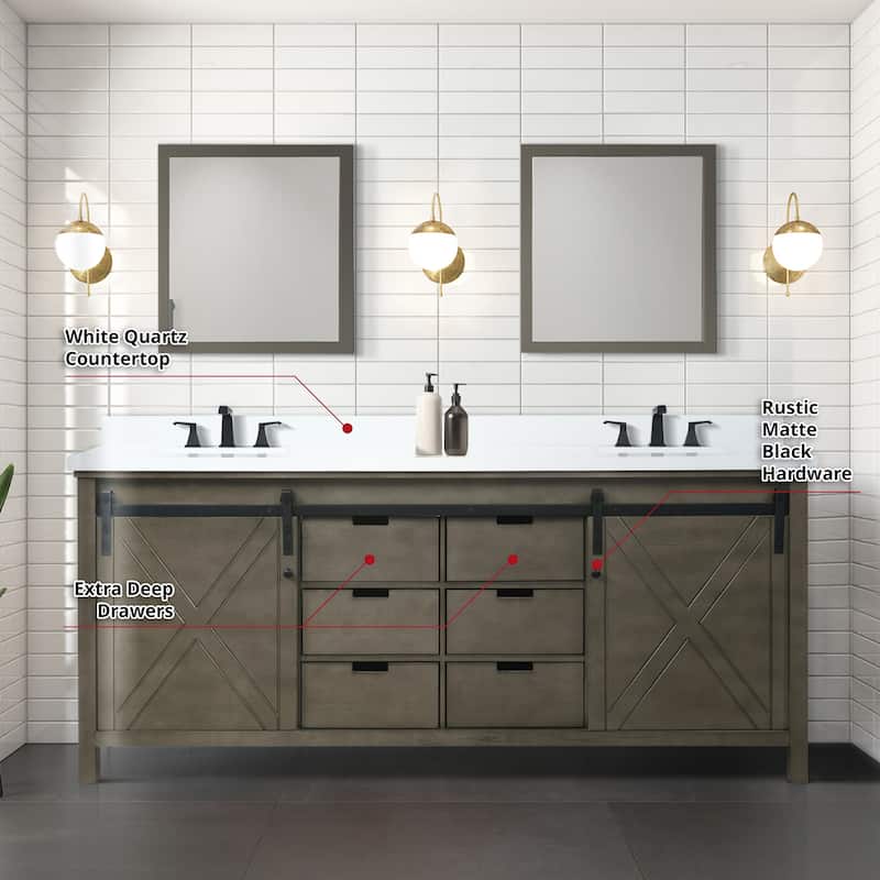 Marsyas 80 in W x 22 in D Ash Grey Double Bath Vanity