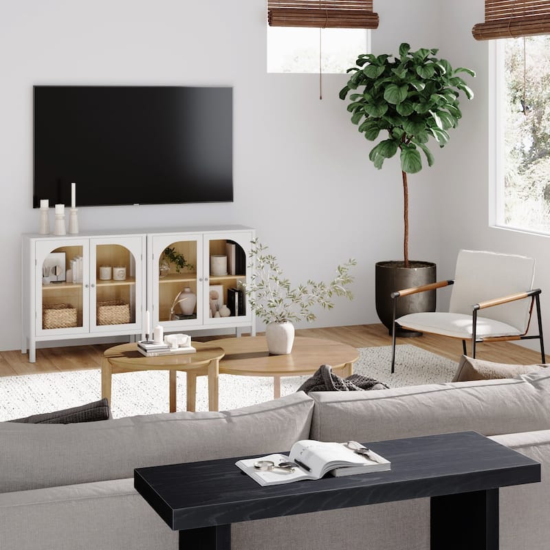Nathan James Mason Sideboard Buffet with Glass Doors and Adjustable Shelves