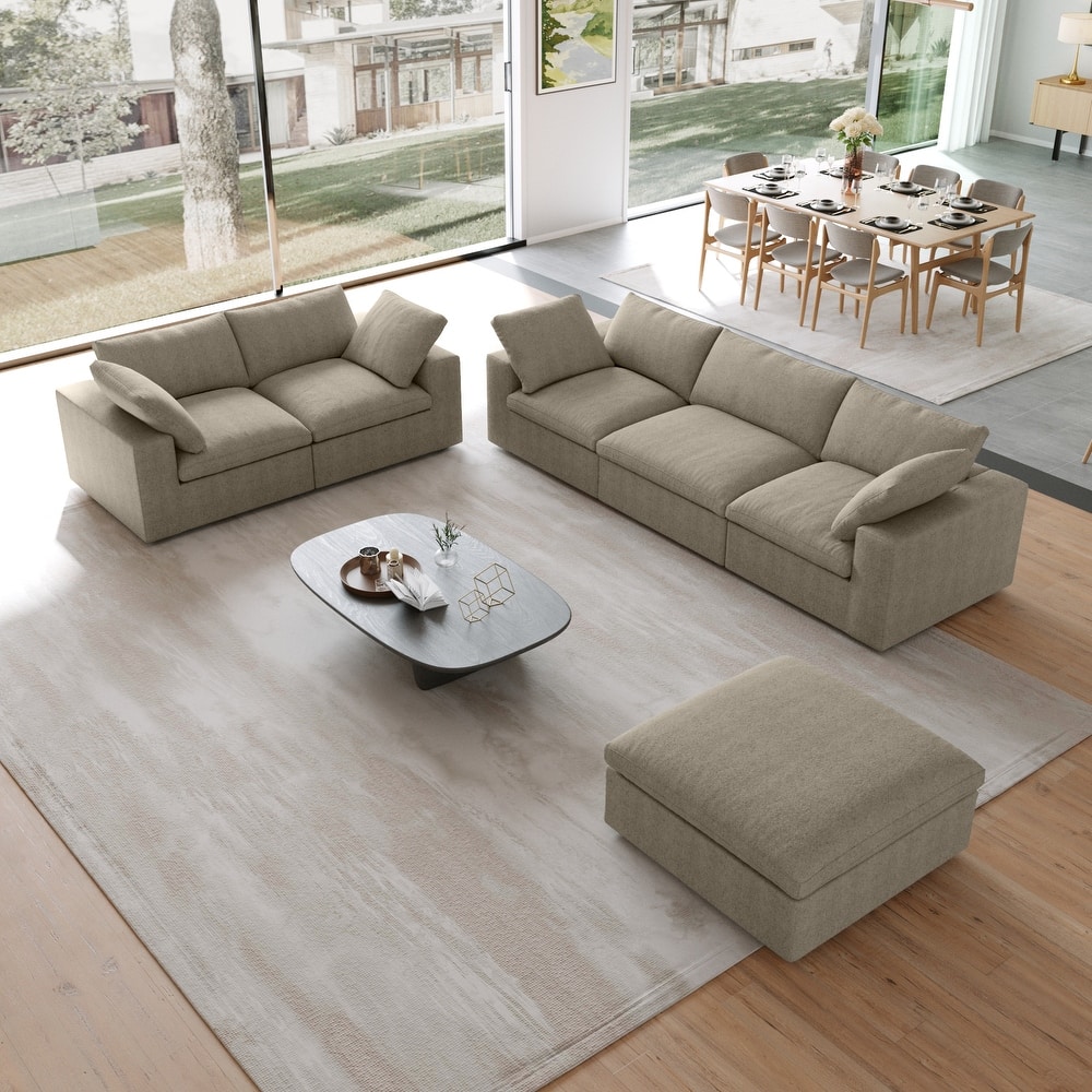 3PCS Living Room Sofa Set,Modern Living Room Sofa with Storage Ottoman