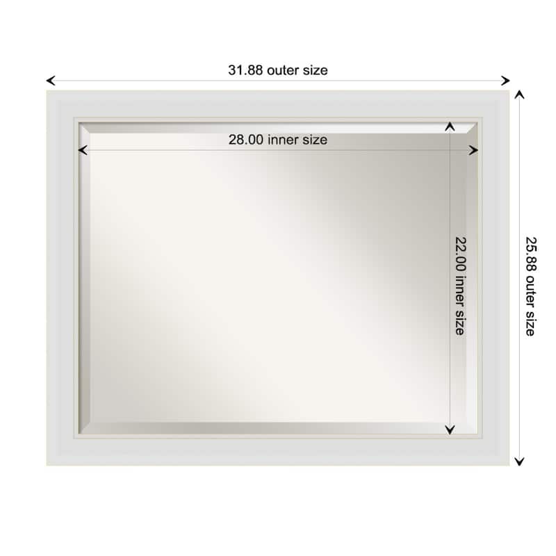 Beveled Wall Mirror - Flair Polished Nickel Frame - 32 x 26-inch - Flair Soft White Narrow