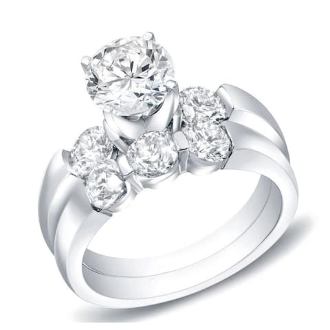 Auriya 14k Gold 2 1/2ctw Classic 3-stone Diamond Engagement Ring Set