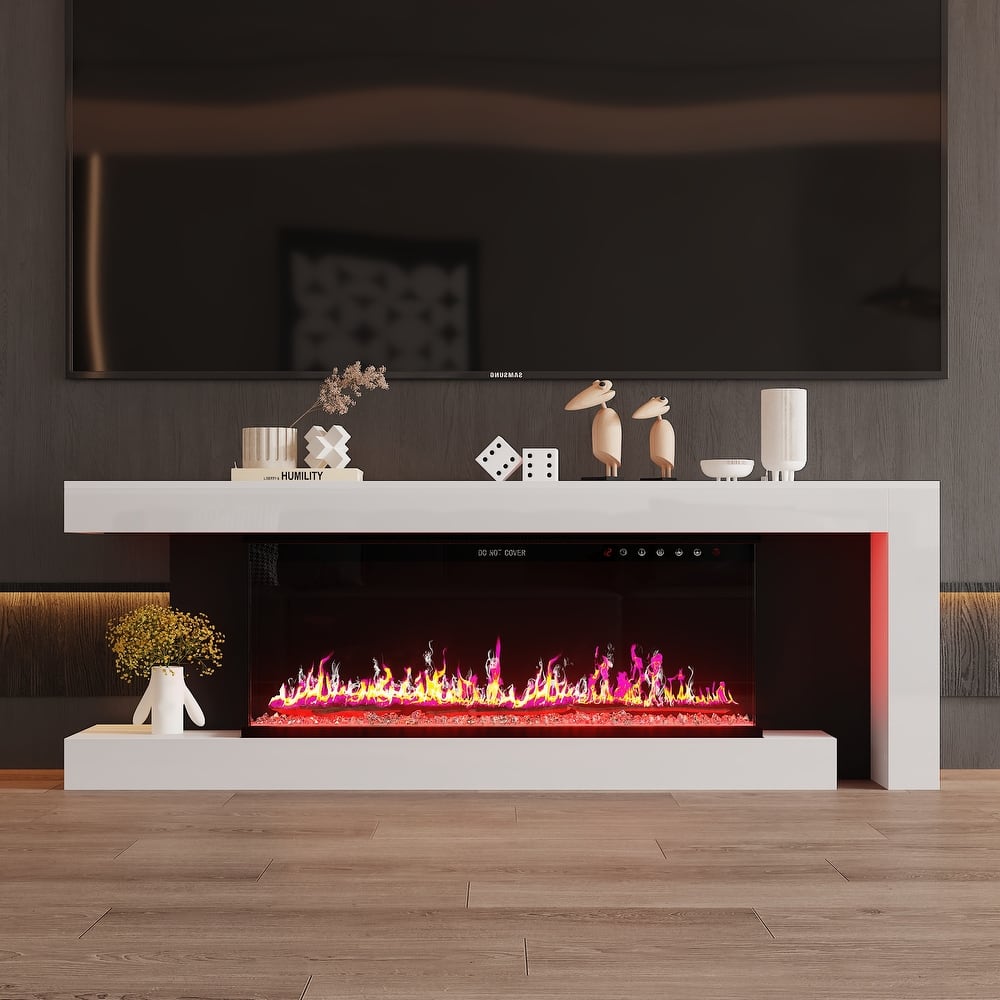 Stylish Electric Fireplace TV stand: Remote - controlled Operation and Adjustable Heating for Comfort