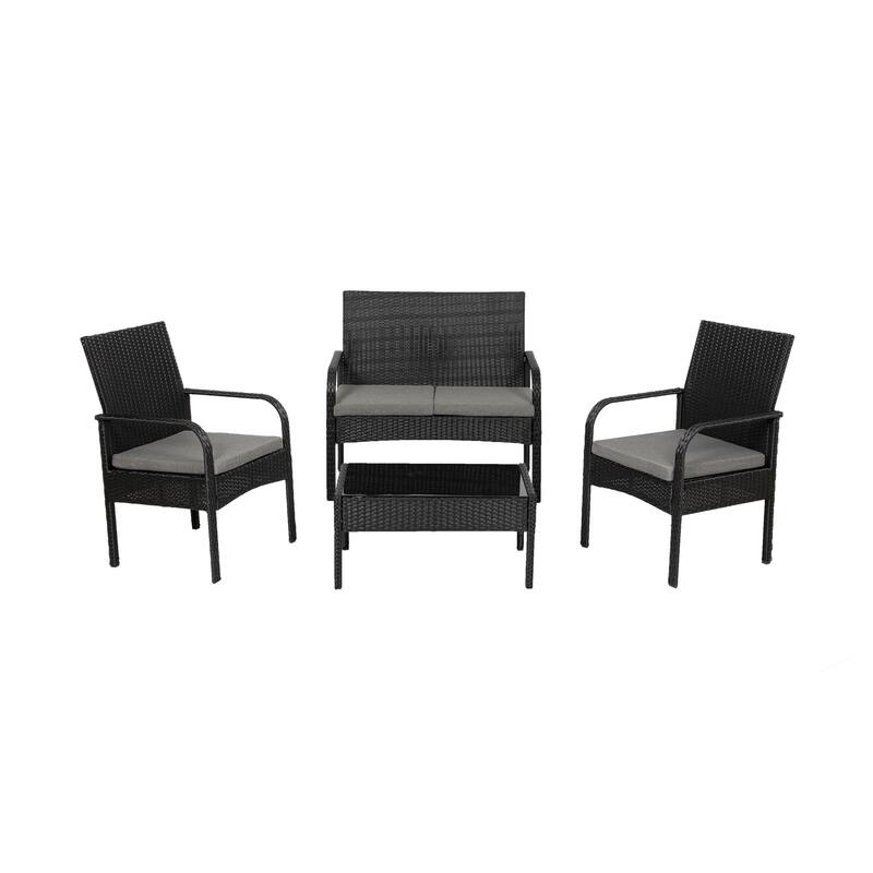 Sonoma 4 Piece Wicker all-weather Conversation Set with Cushions & Coffee Table