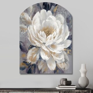 Designart - Emotions Of White Gold Peony Flower I - Peonies Metal Wall ...