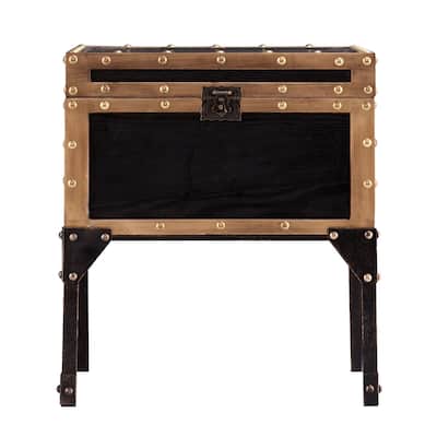 23 Inch Black Manufactured Wood Iron Square End Table with Storage - 20.75" x 20.75" x 22.75"