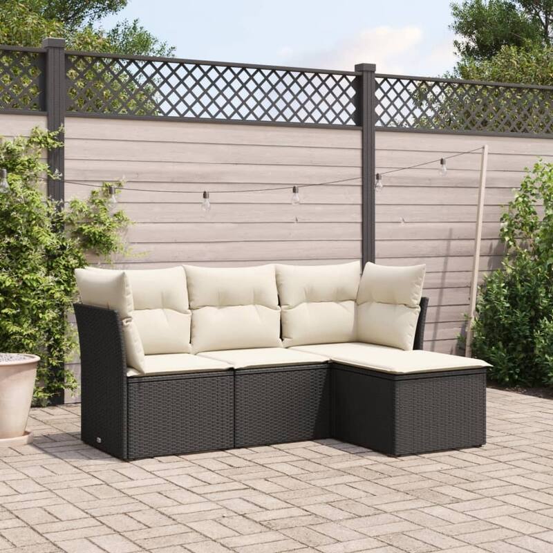 vidaXL Garden Sofa Set Black, Cream White - 21.7 x 21.7 x 14.6