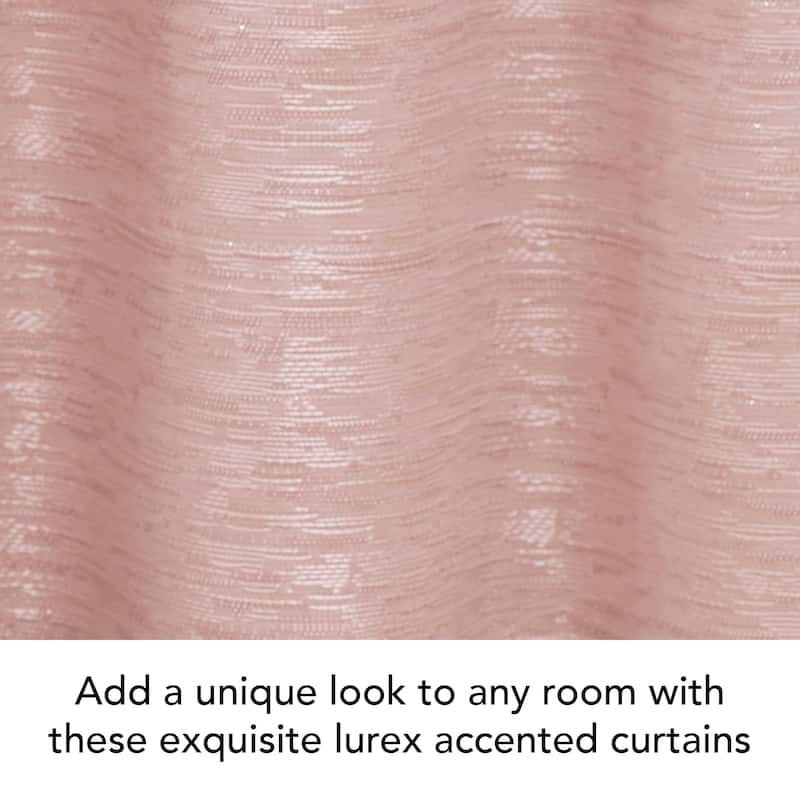 Creative Home Ideas Melinda Lurex Jacquard Back Tab Window Curtain Panel Pair with Tiebacks