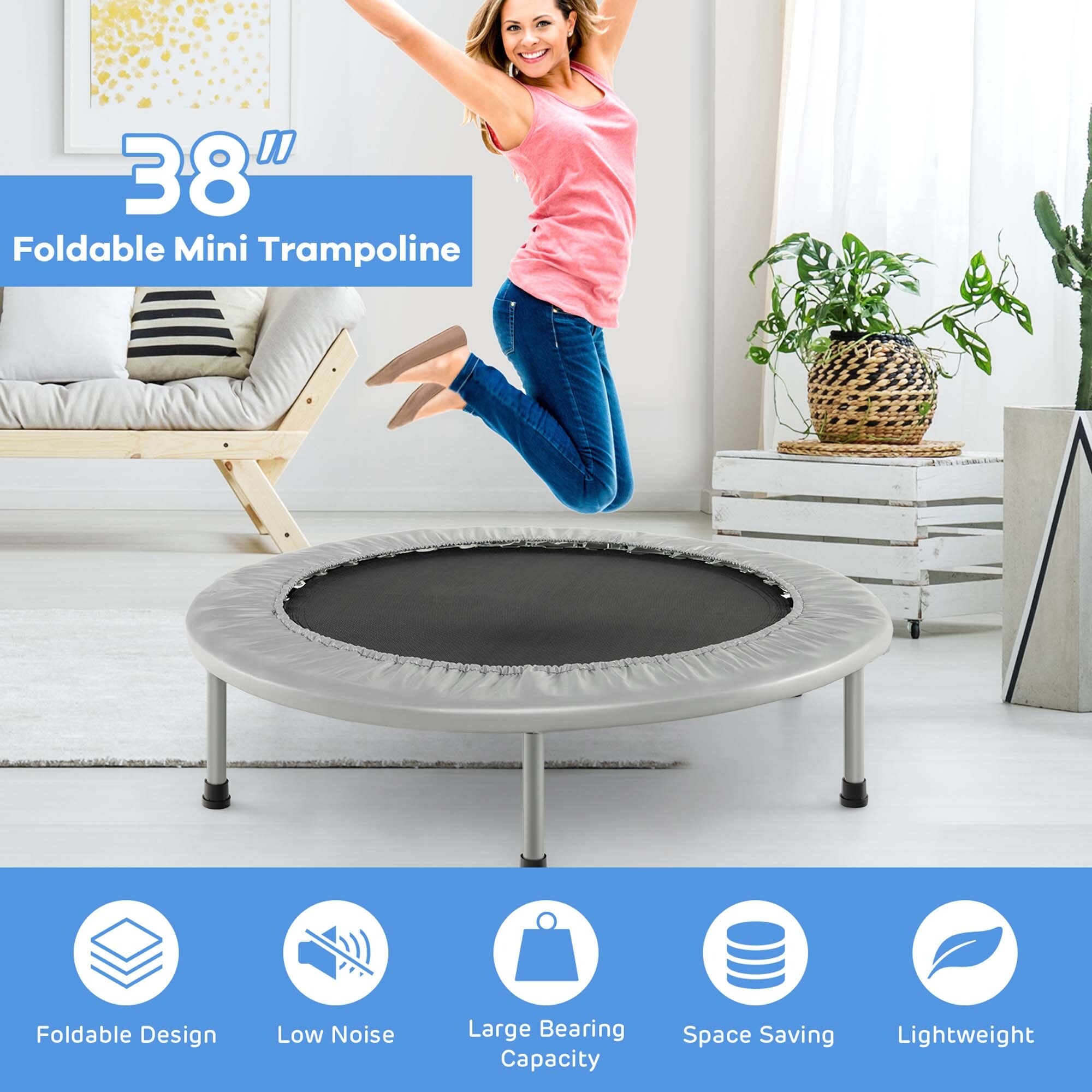 Goplus 38 Mini Folding Trampoline Portable Recreational Fitness
