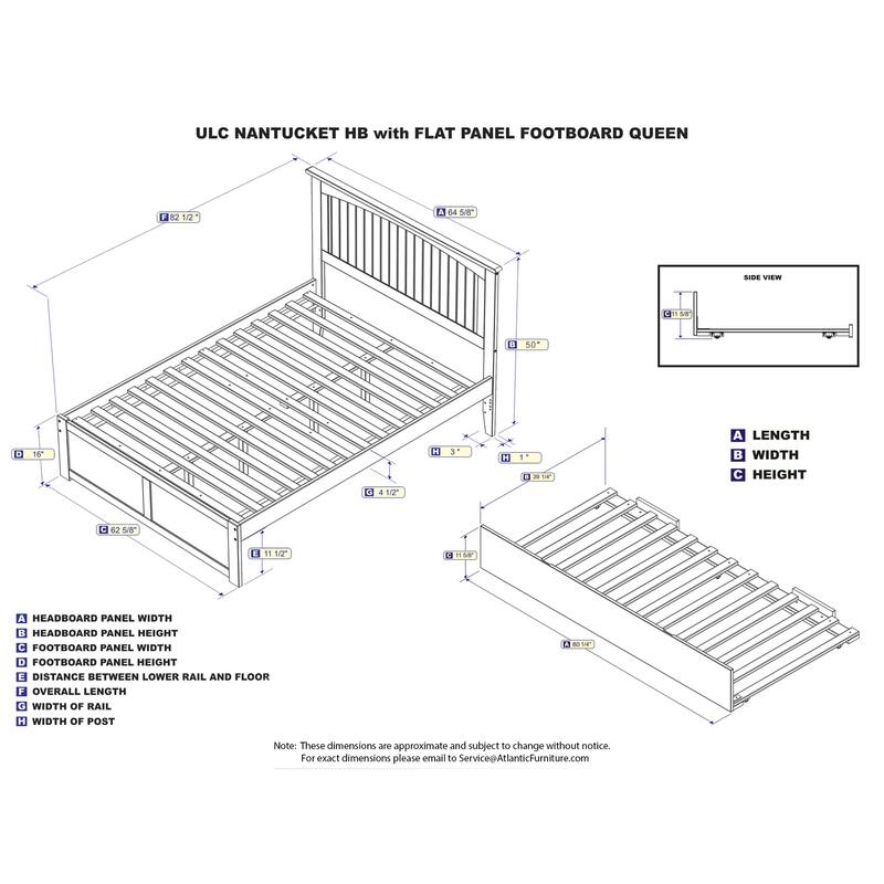 Renaissance Grey Platform Bed with Trundle - Twin XL Bed Frame & Slat Kit - 800lb Capacity