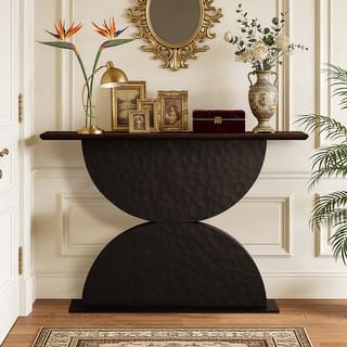 Modern 47" Wood Console Table Entryway Table With LED Light For Living Room