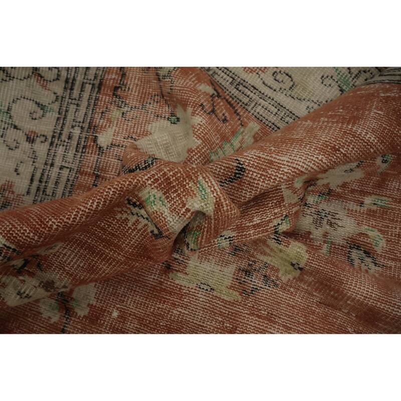 Hand Knotted Oriental 100% Wool Carpet Transitional Floral Oranges & Rust Anatolian Area Rug - 9' 3'' X 5' 6''