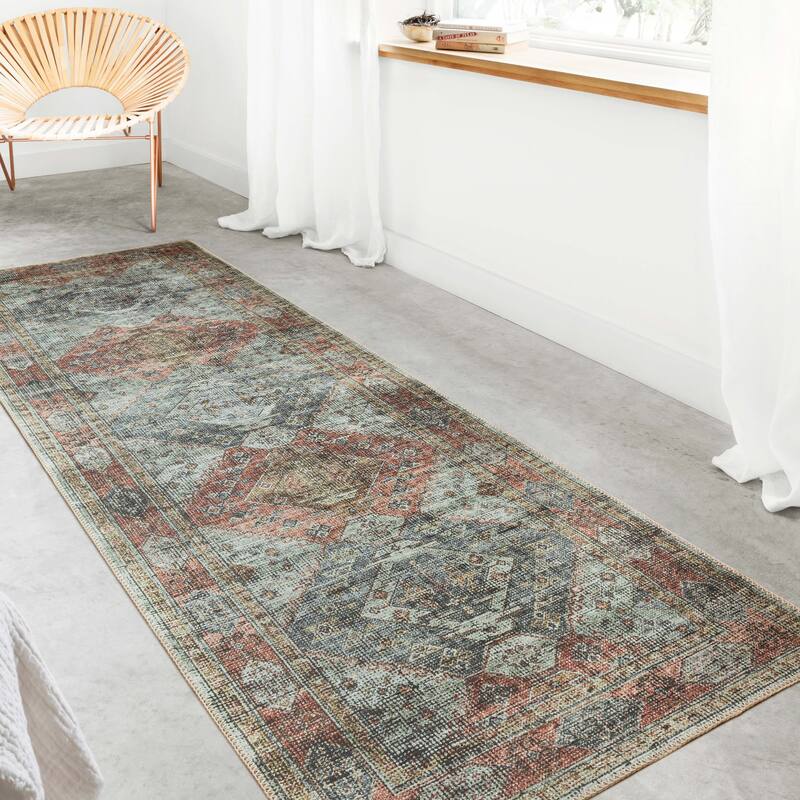 Alexander Home Leanne Traditional Distressed Printed Area Rug - 2' 6" x 7' 6" - Runner/Rectangle