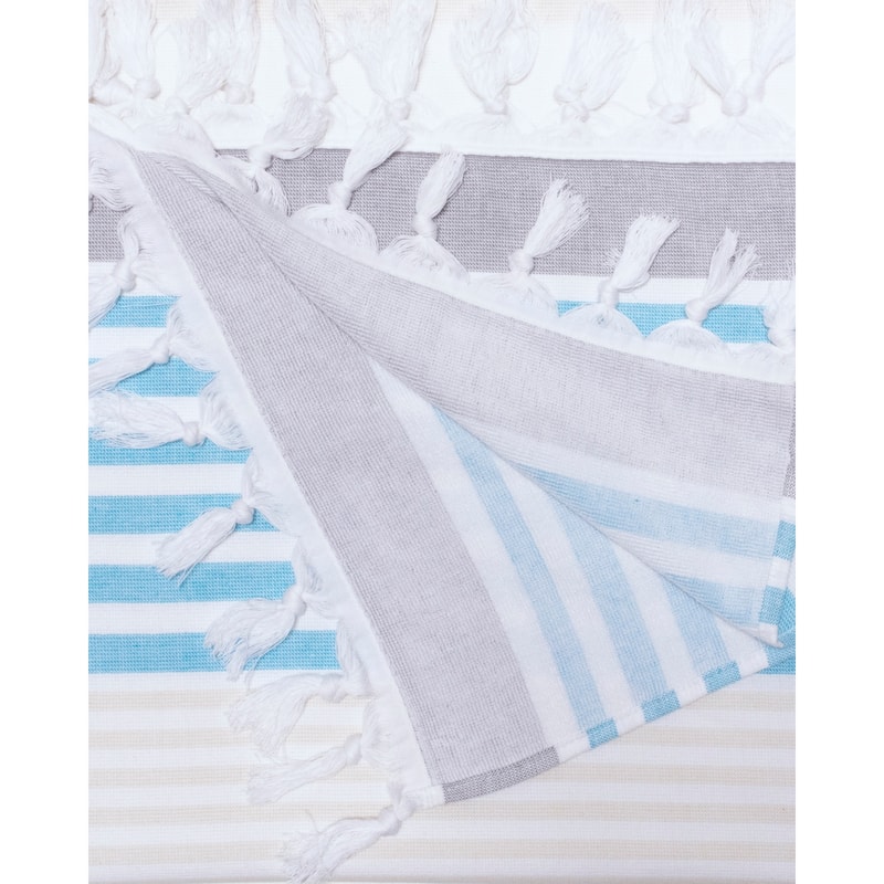 Superior Roxy Stripe Fouta Beach Towel with Tassels - 35" x 68"