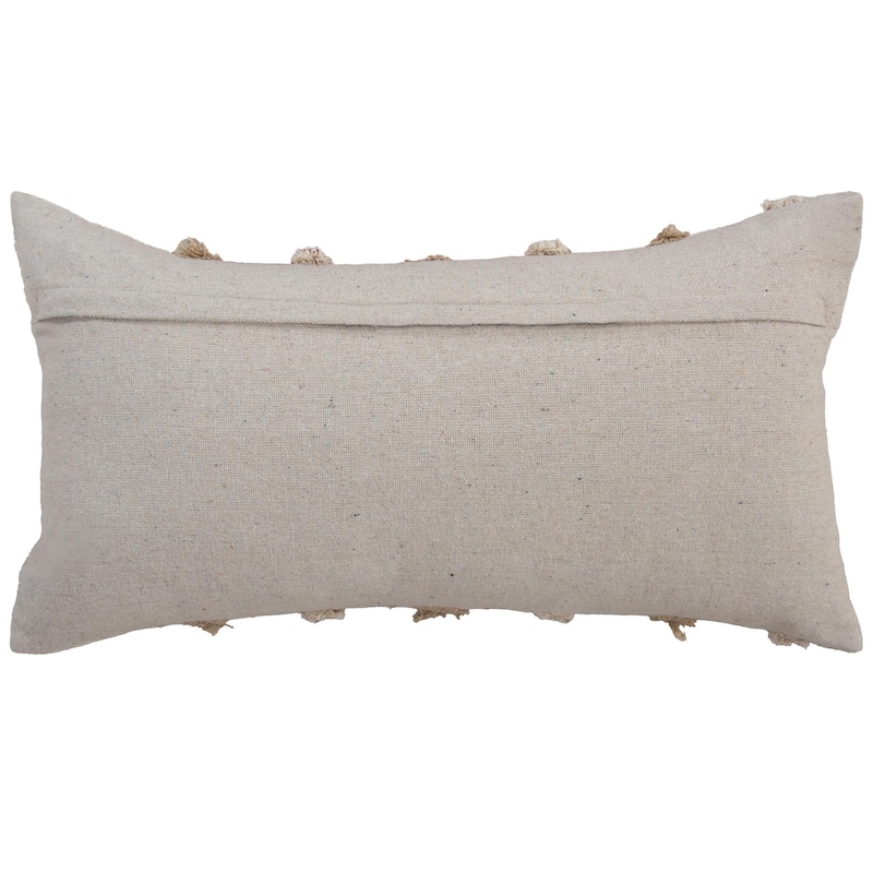 Rizzy Home Neutral Textured Embroidered Striped Throw Pillow