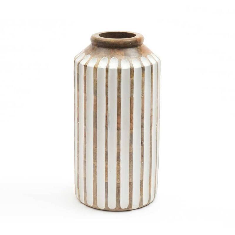 Handcrafted Wooden Accent Vase for Living Room - 6x12 Inch Table Decor