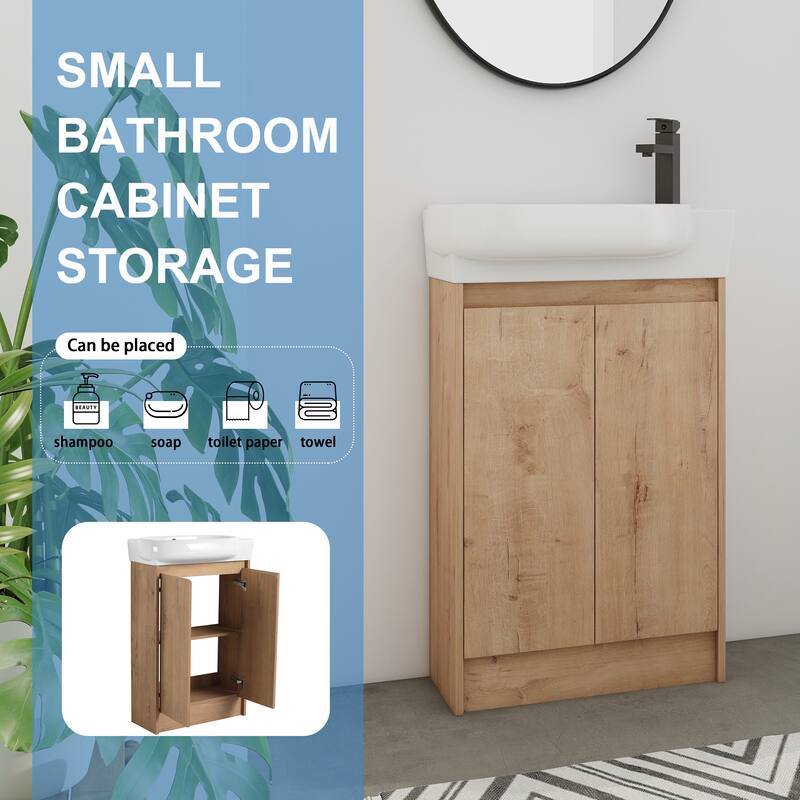 BNK 23'' Bathroom Vanity with Sink, Freestanding Bathroom Vanity with Soft Close Doors & Shelf ﻿