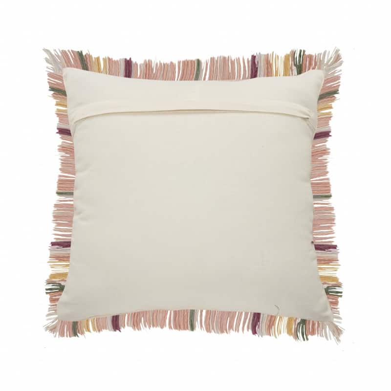 HomeRoots 20" X 20" Pink Berry Green And Yellow 100% Cotton Plaid Zippered Pillow