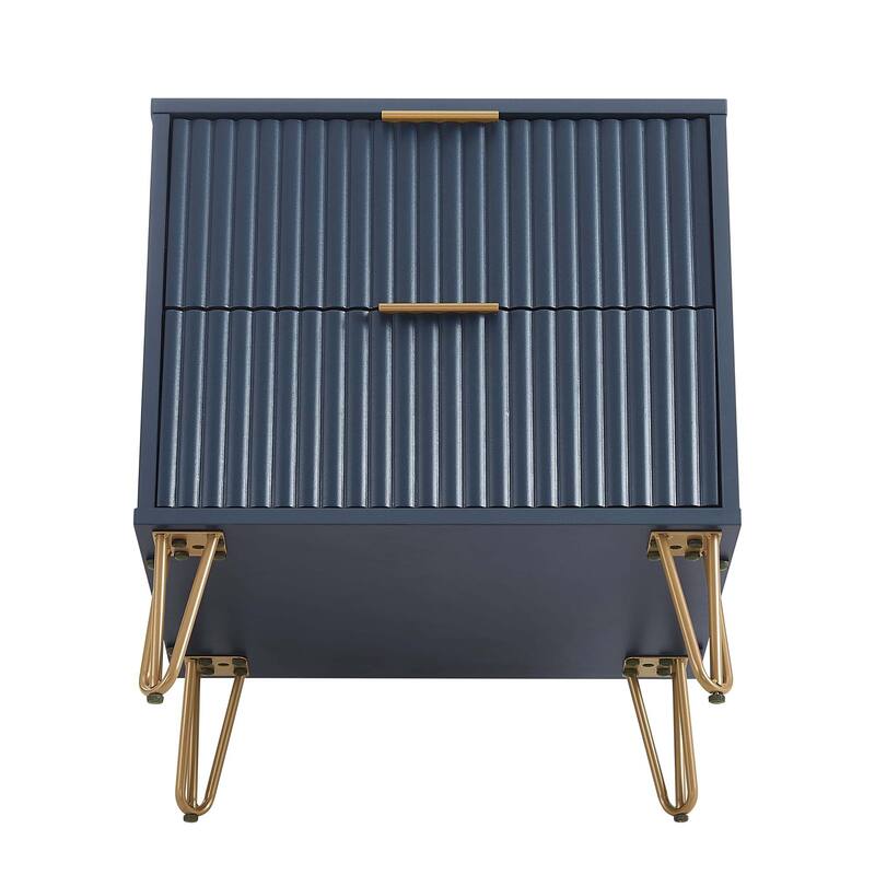 Manhattan Comfort Dumbo Mid Century 2 Drawer Nightstand Set of 2.