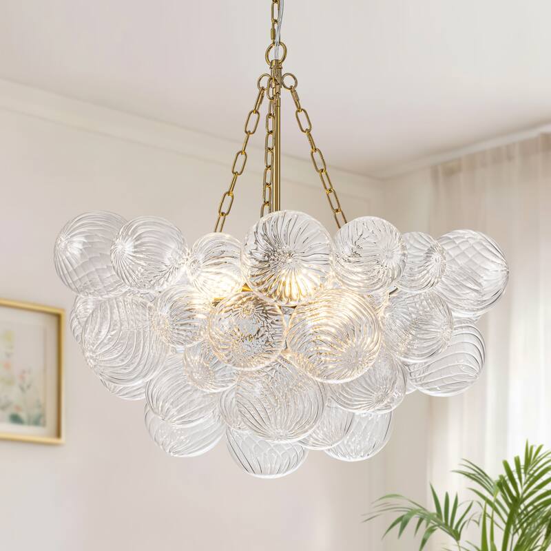 Starsky 6-Light Swirled Bubble Glass Globe chandelier