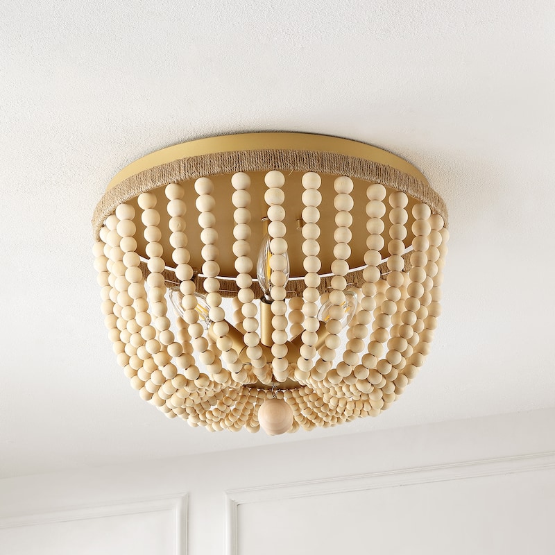 SAFAVIEH Lighting Alodia Chandelier - White Wash/Rope - 15"W x 15"D x 11"H