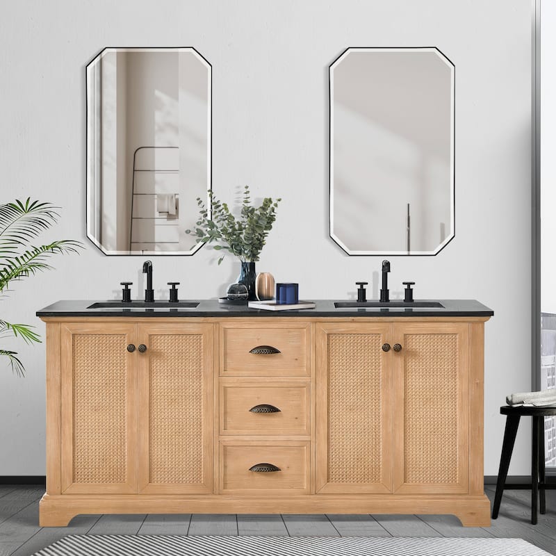 Hervas Bath Vanity with Natural Marble Top and Mirror