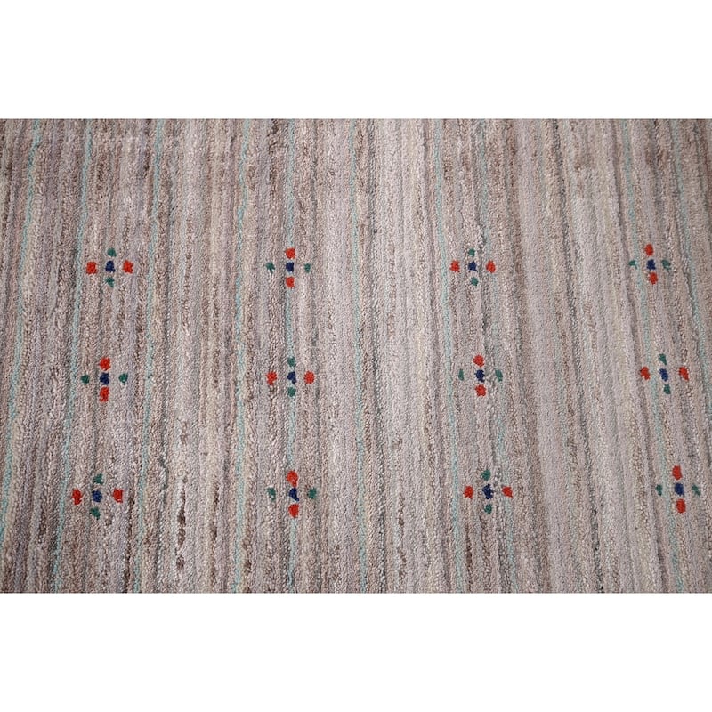 Striped Gabbeh Indian Area Rug Handmade Wool Carpet - 9'0"x 11'8"